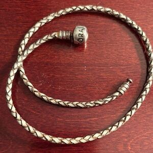 Pandora champagne leather bracelet 36cm